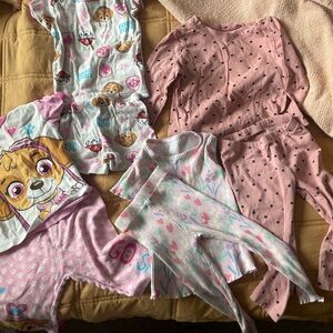 Kids Matching Pajama Sets (x4) - Paw Patrol (x2) Pink & White, Polkadot